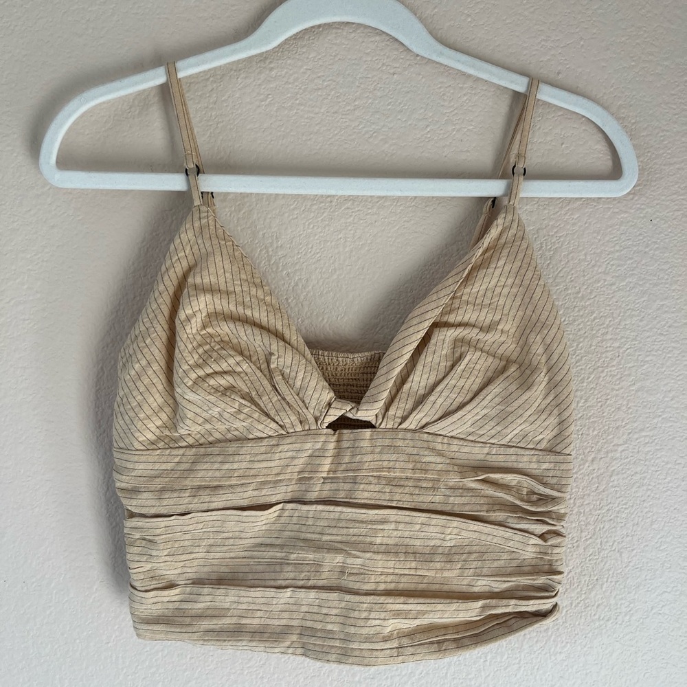 Zara light camel striped tank in size small